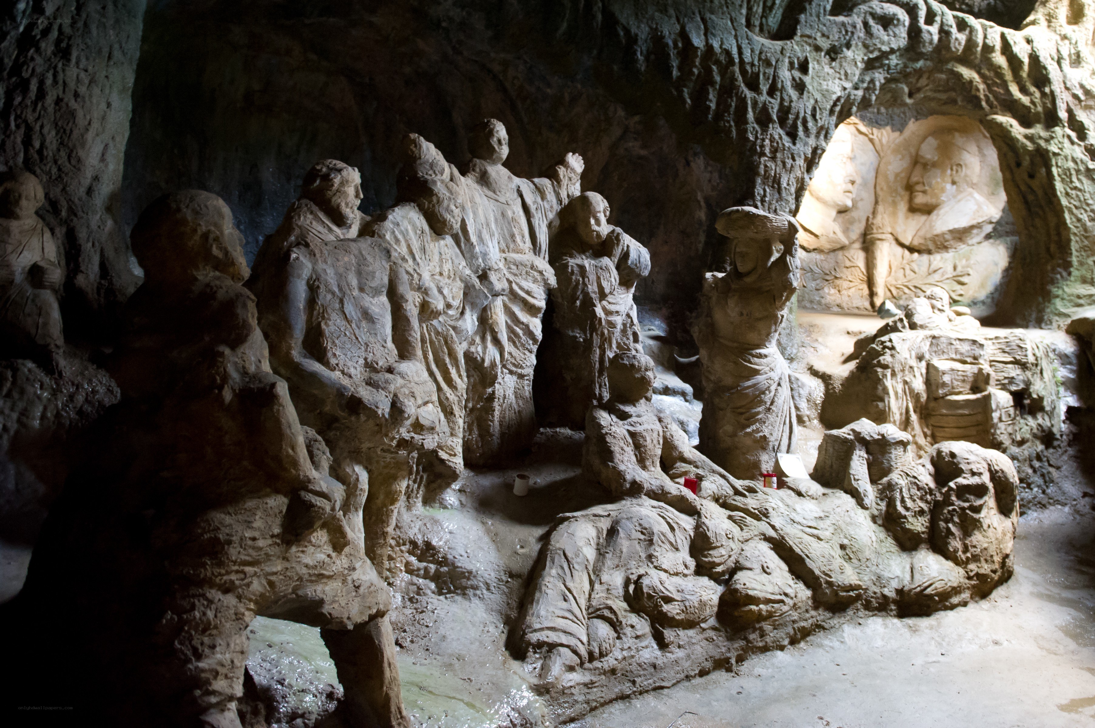 Stone sculptures in a cave