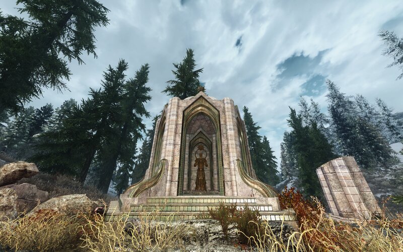 Stone Shrine in Forest — Gray