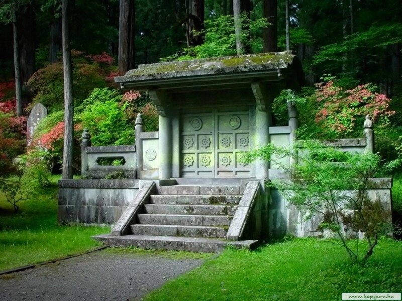 Stone shrine in forest