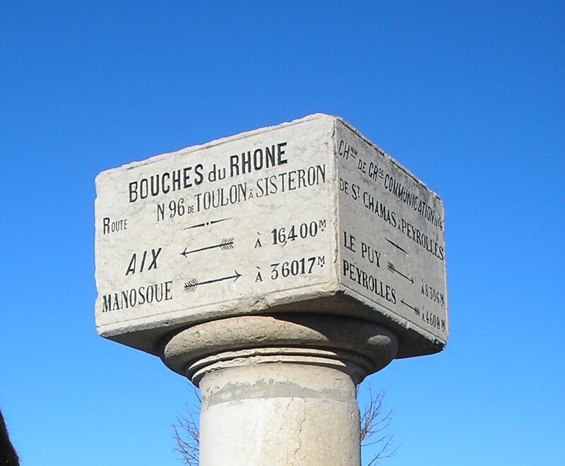 Stone signpost in France