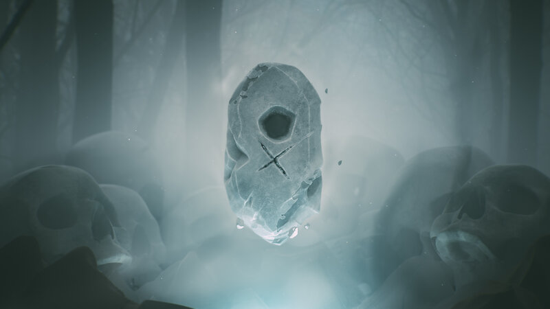 Stone Skull in Fog