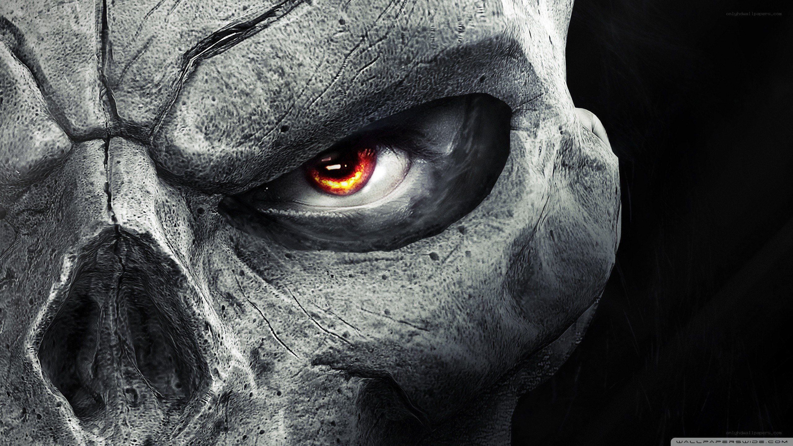stone skull with glowing eye