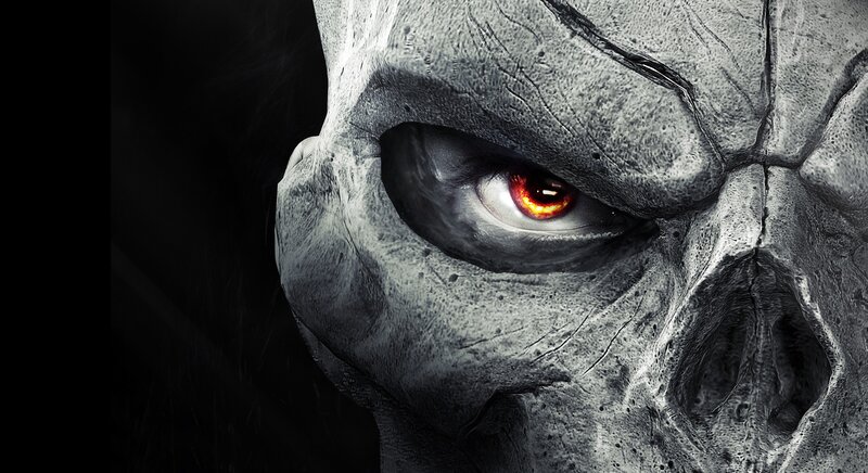 Stone Skull with Red Eye — Gray, Dramatic