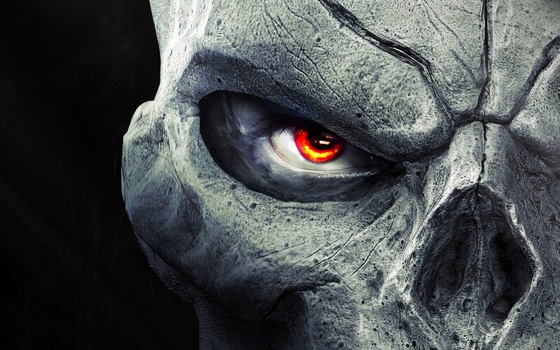 Stone Skull with Red Eye — Gray