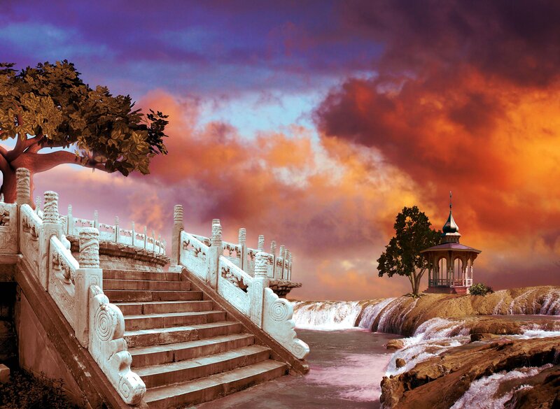 Stone Staircase and Gazebo