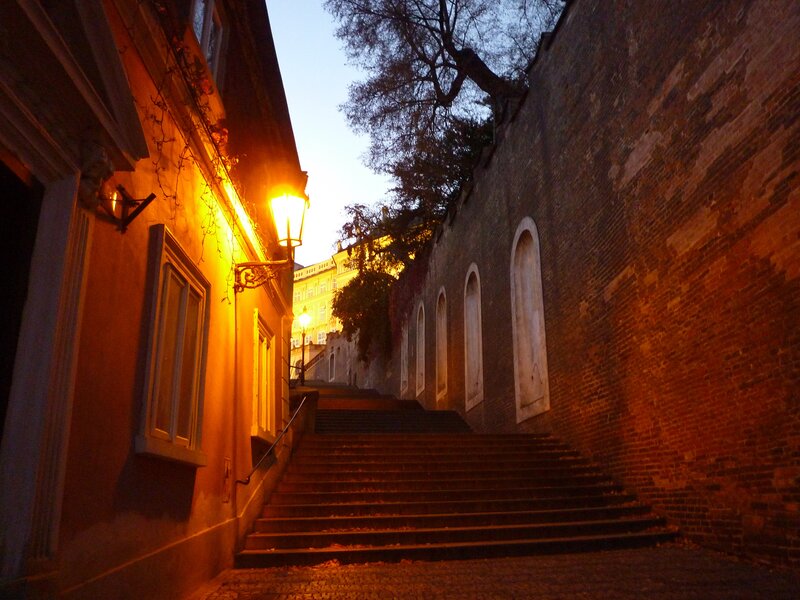 Stone Staircase at Dusk
