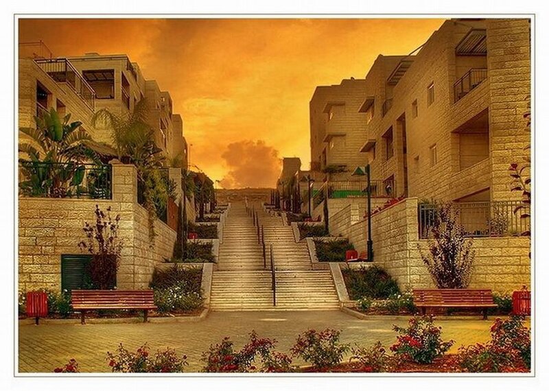 Stone Staircase at Sunset
