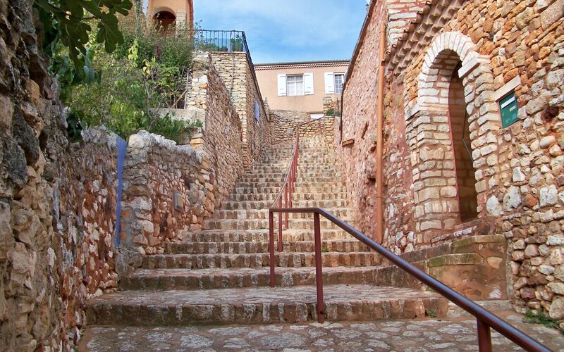 Stone staircase in a historic village