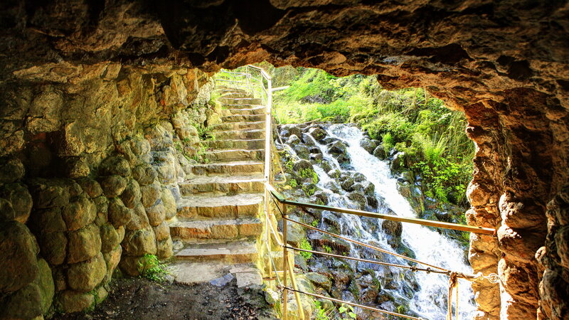 Stone Staircase in Cave — Green