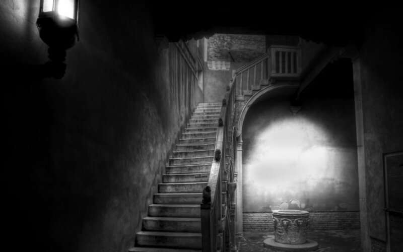 Stone Staircase in Courtyard — Black