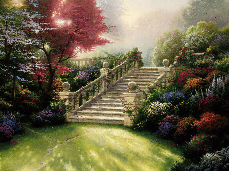 Stone Staircase in Garden — Green