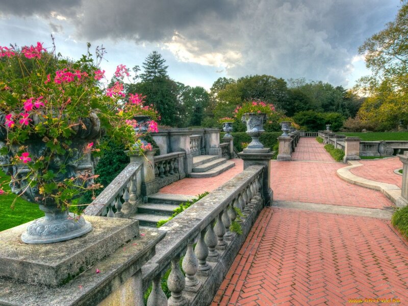 Stone Staircase in Garden — Red