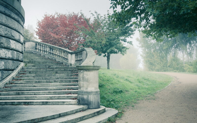 Stone Staircase in Park — Gray