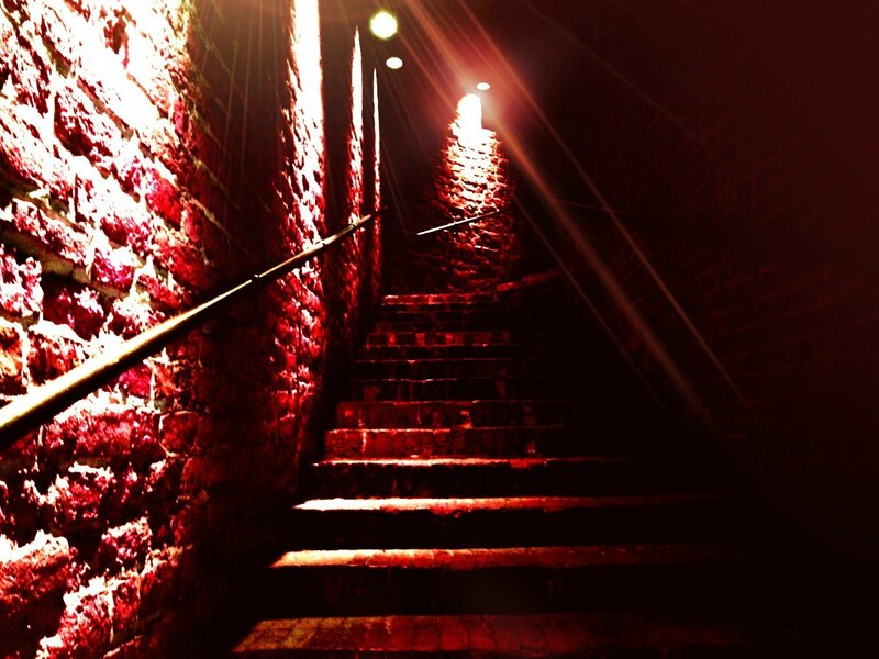 Stone Staircase in Tunnel — Red