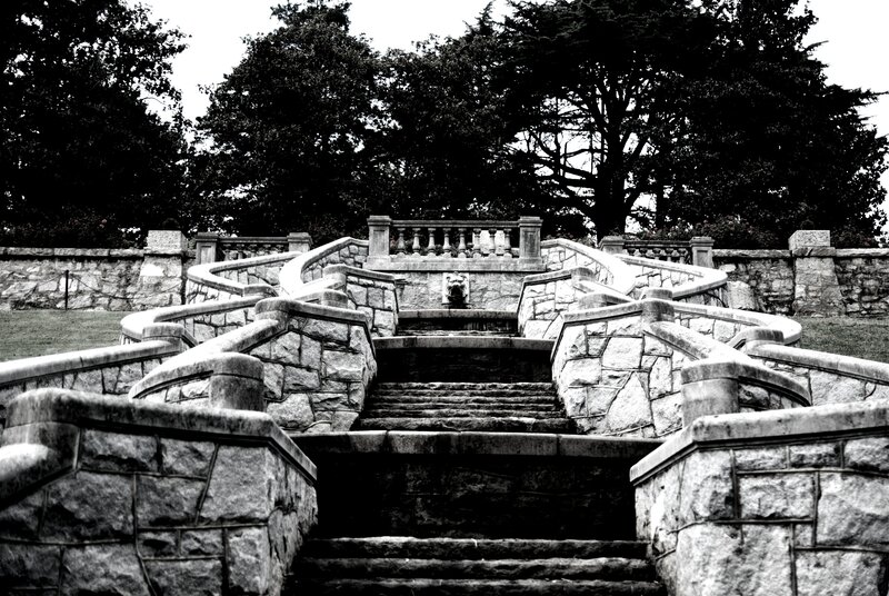 Stone staircase with fountain
