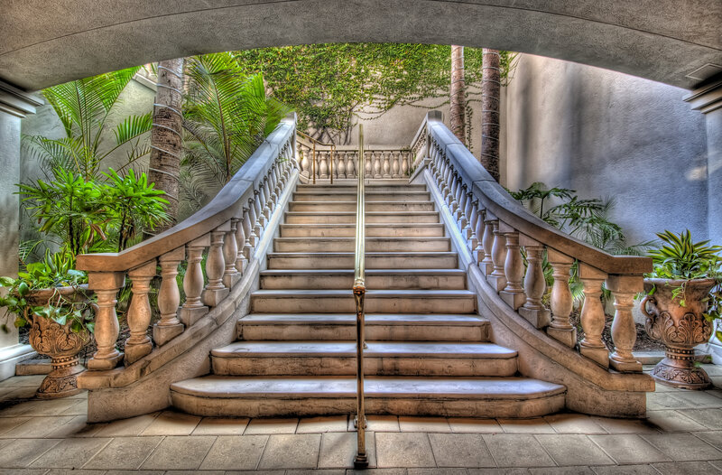 Stone staircase with greenery