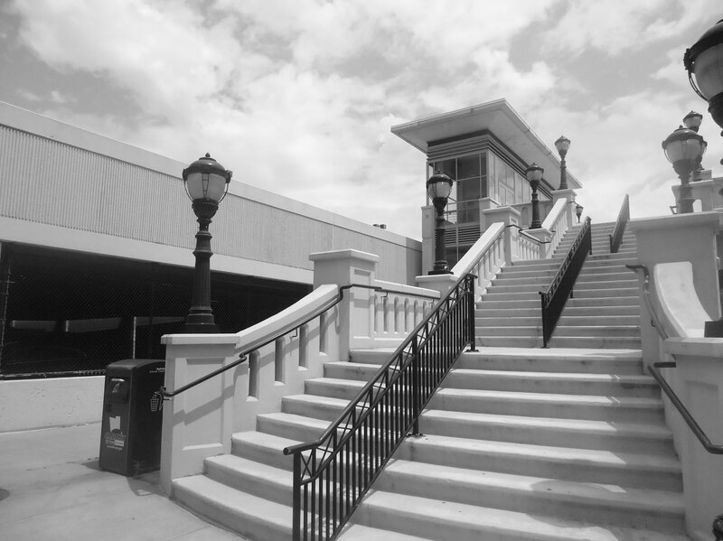 Stone Staircase with Lamps