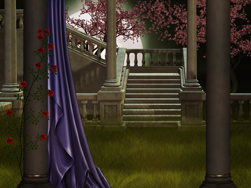 Stone Staircase with Roses