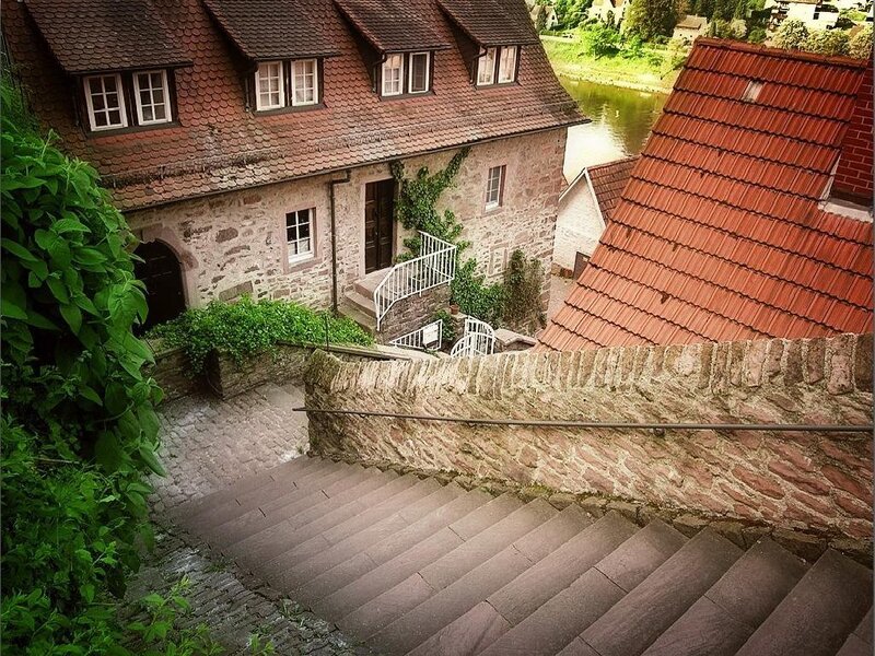 Stone stairs in a historic village