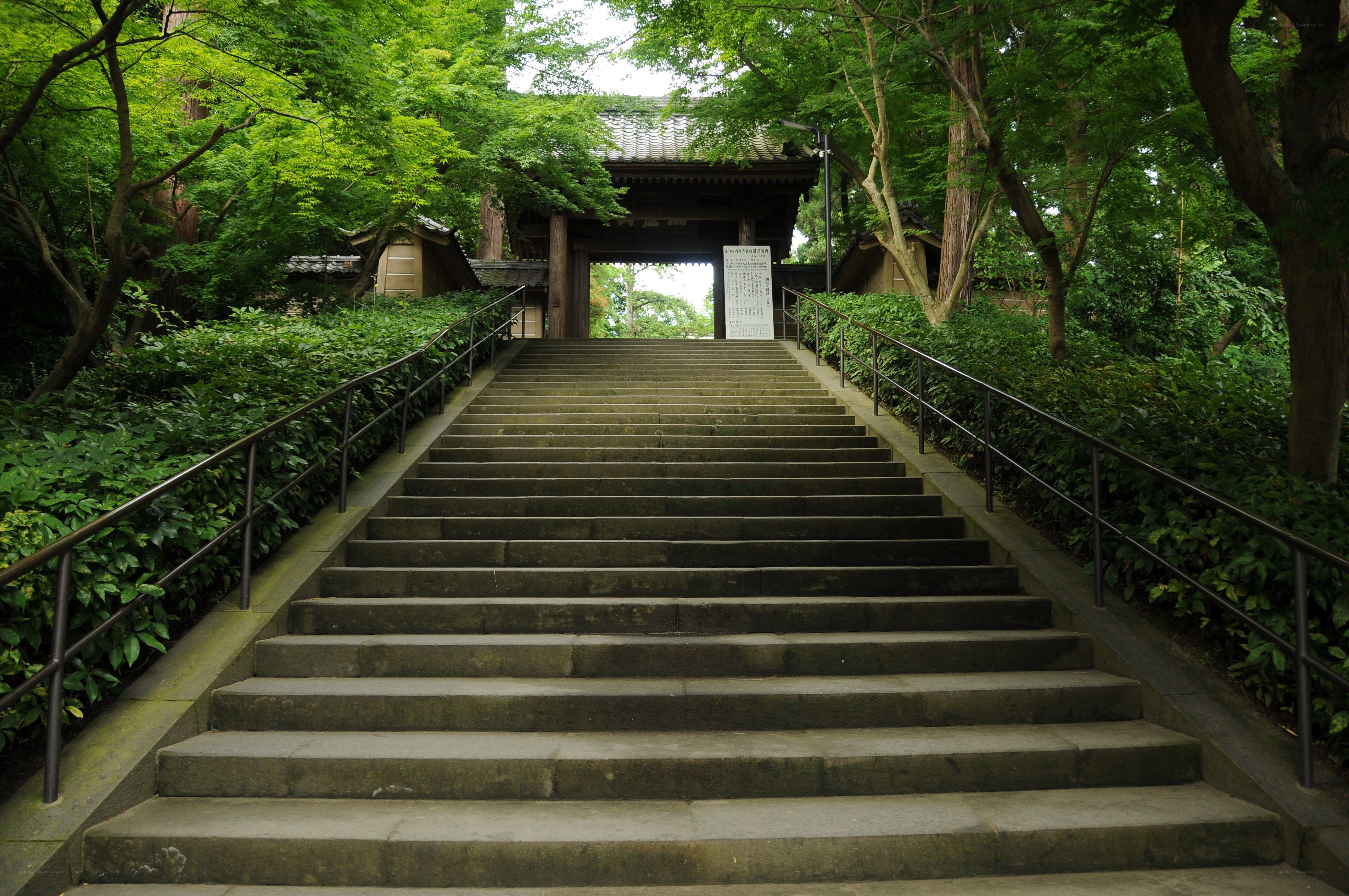 Stone stairs to a temple gate