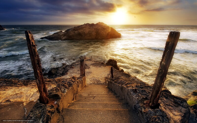Stone Stairs to Ocean — Brown