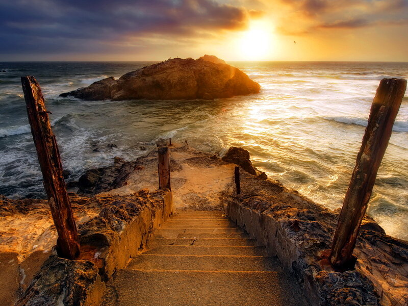 Stone Stairs to Ocean