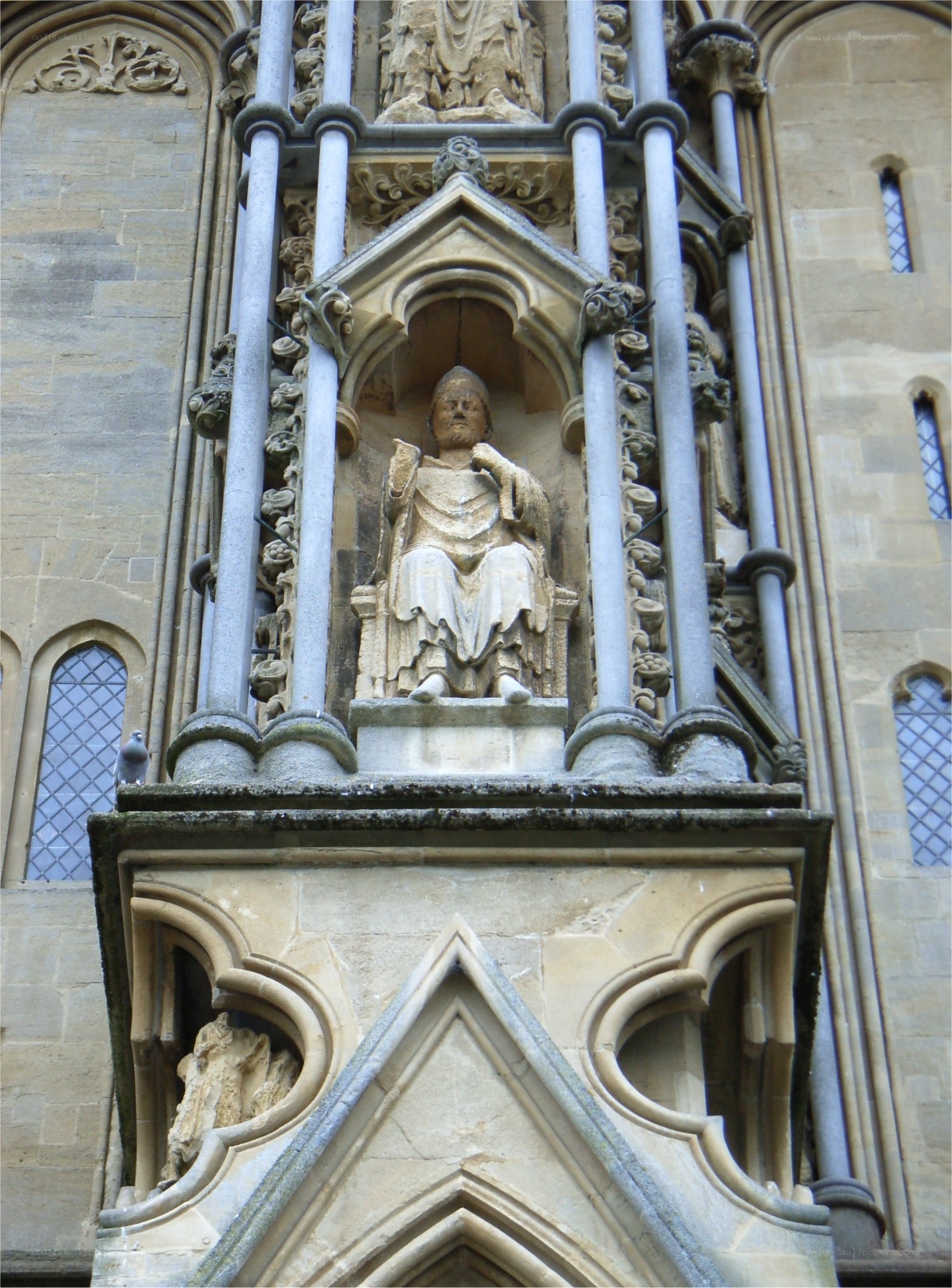 stone statue in architectural niche