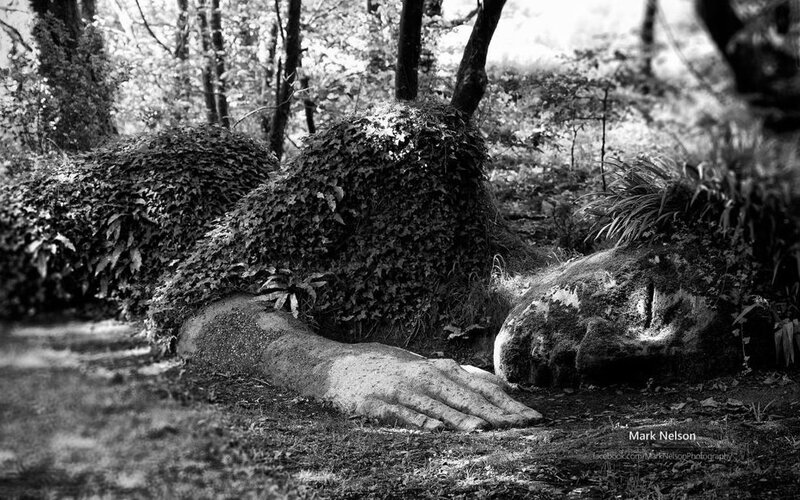 Stone Statue in Forest — Black