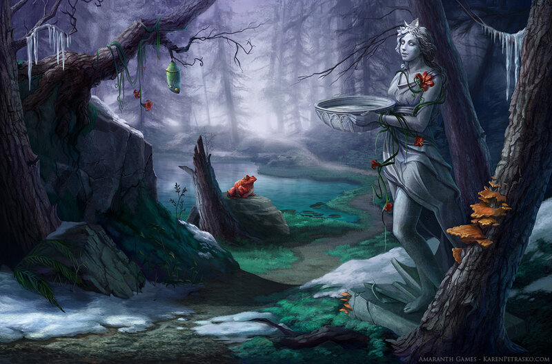 Stone Statue in Forest — Gray