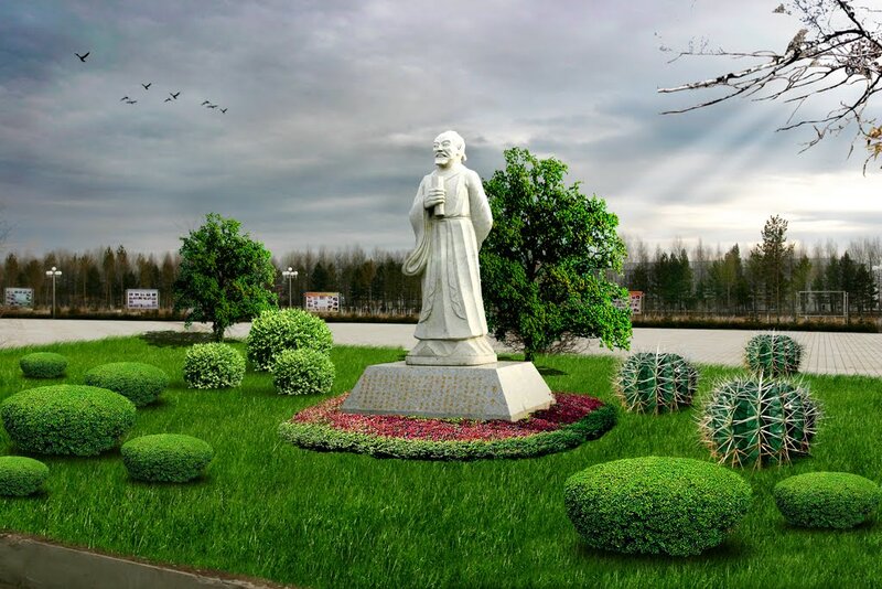 Stone Statue in Garden — Green