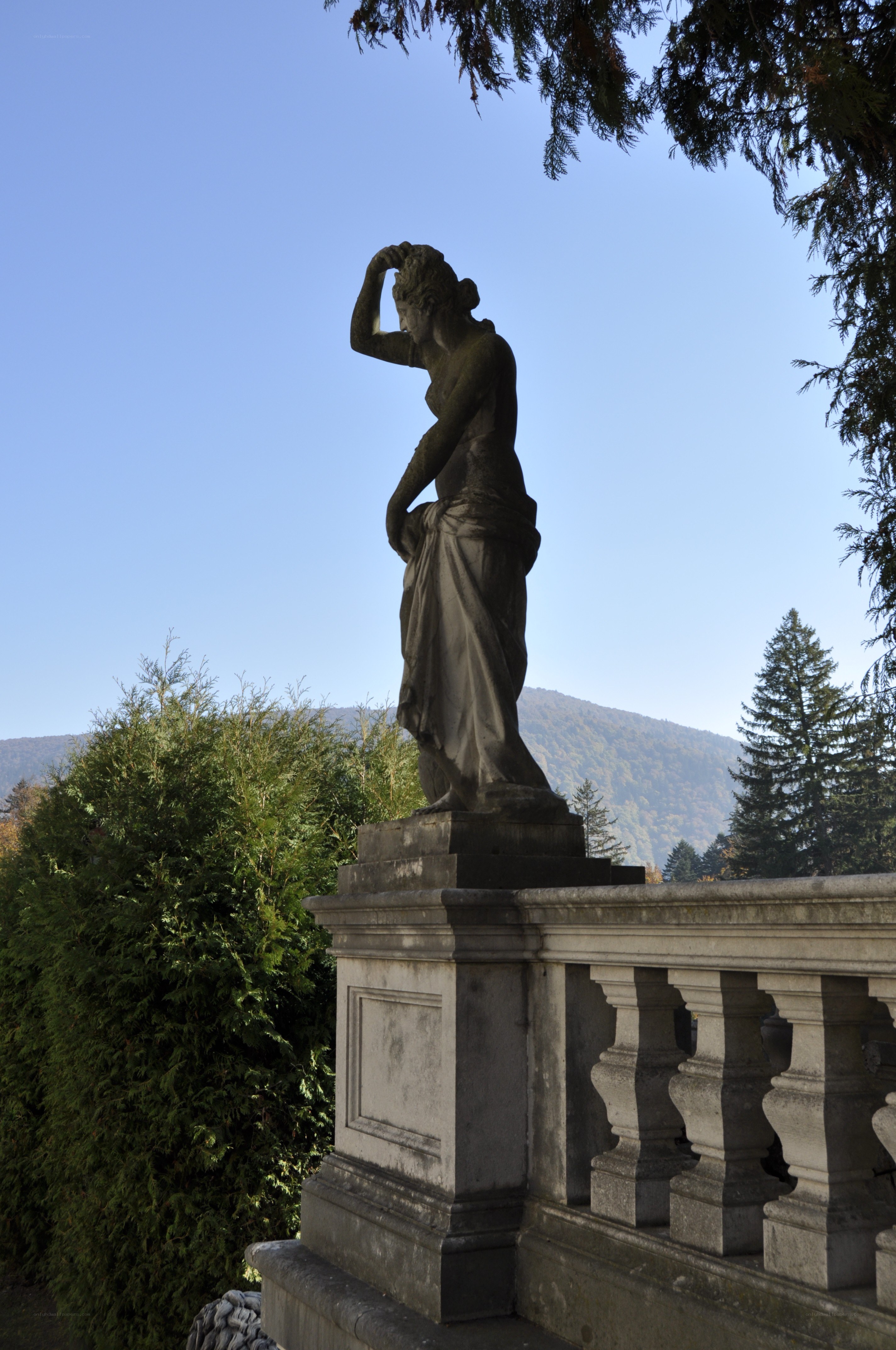 Stone statue in garden