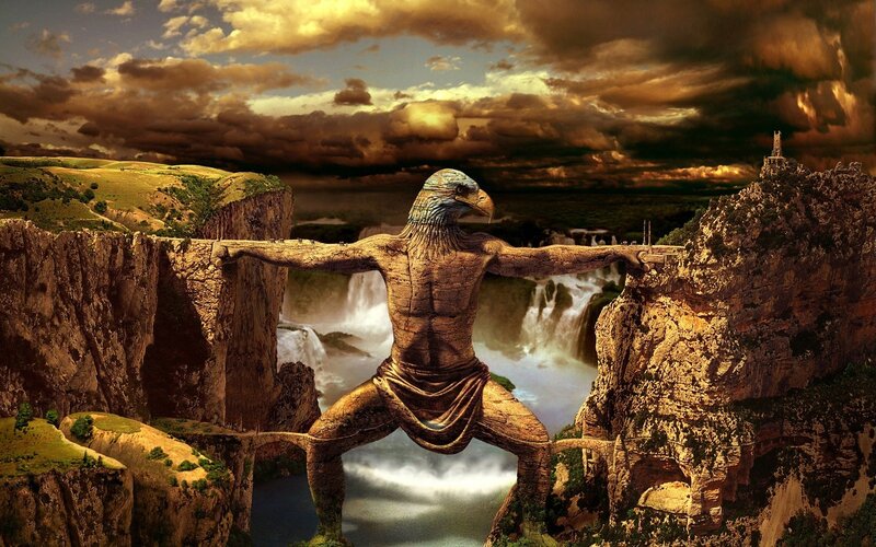 Stone Statue of Bird-headed Man