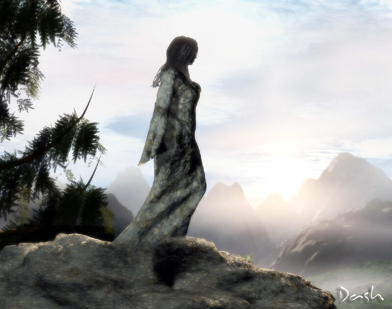 Stone Statue of Woman — Gray