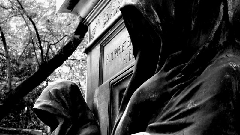 Stone Statues at Cemetery — Black