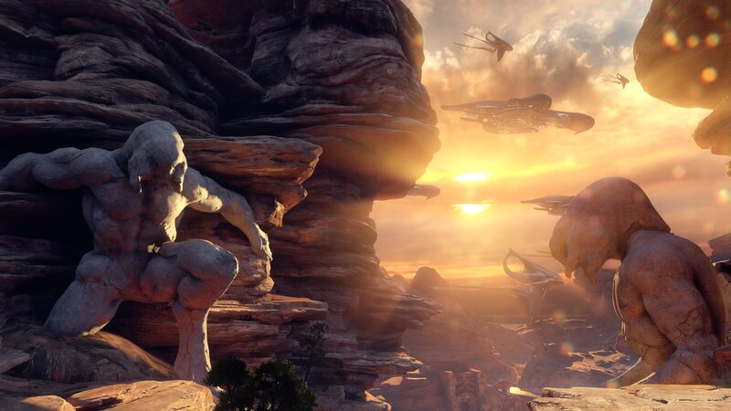 Stone Statues in Canyon — Orange