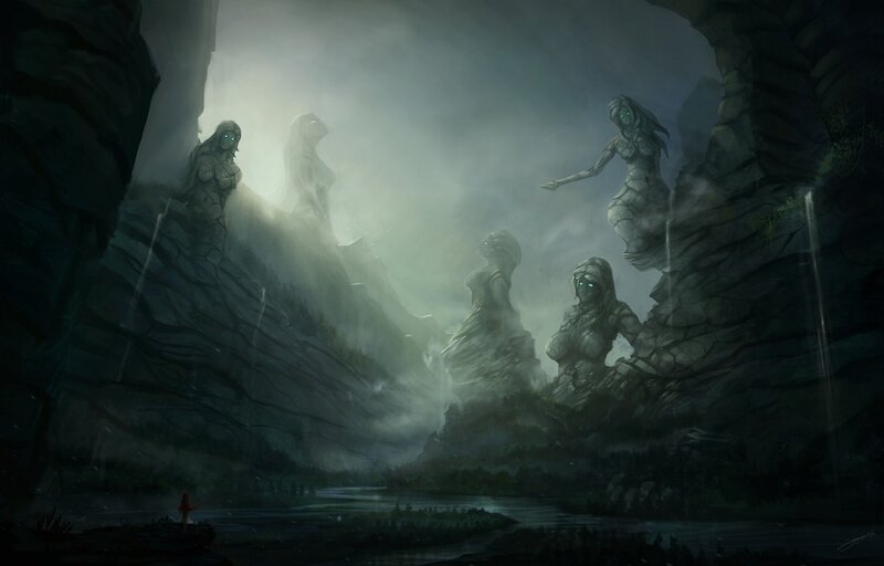Stone Statues in Canyon