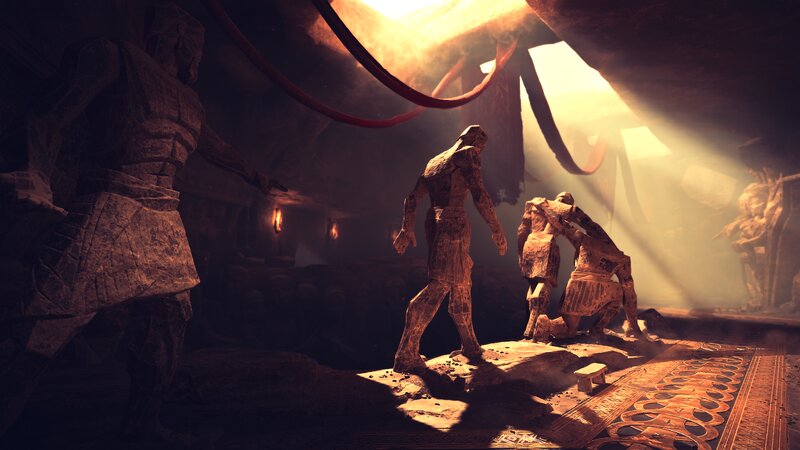 Stone Statues in Cave — Brown