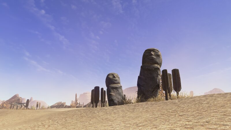 Stone Statues in Desert