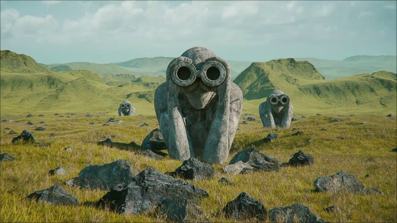 Stone Statues in Field