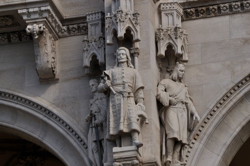 Stone statues on a building facade