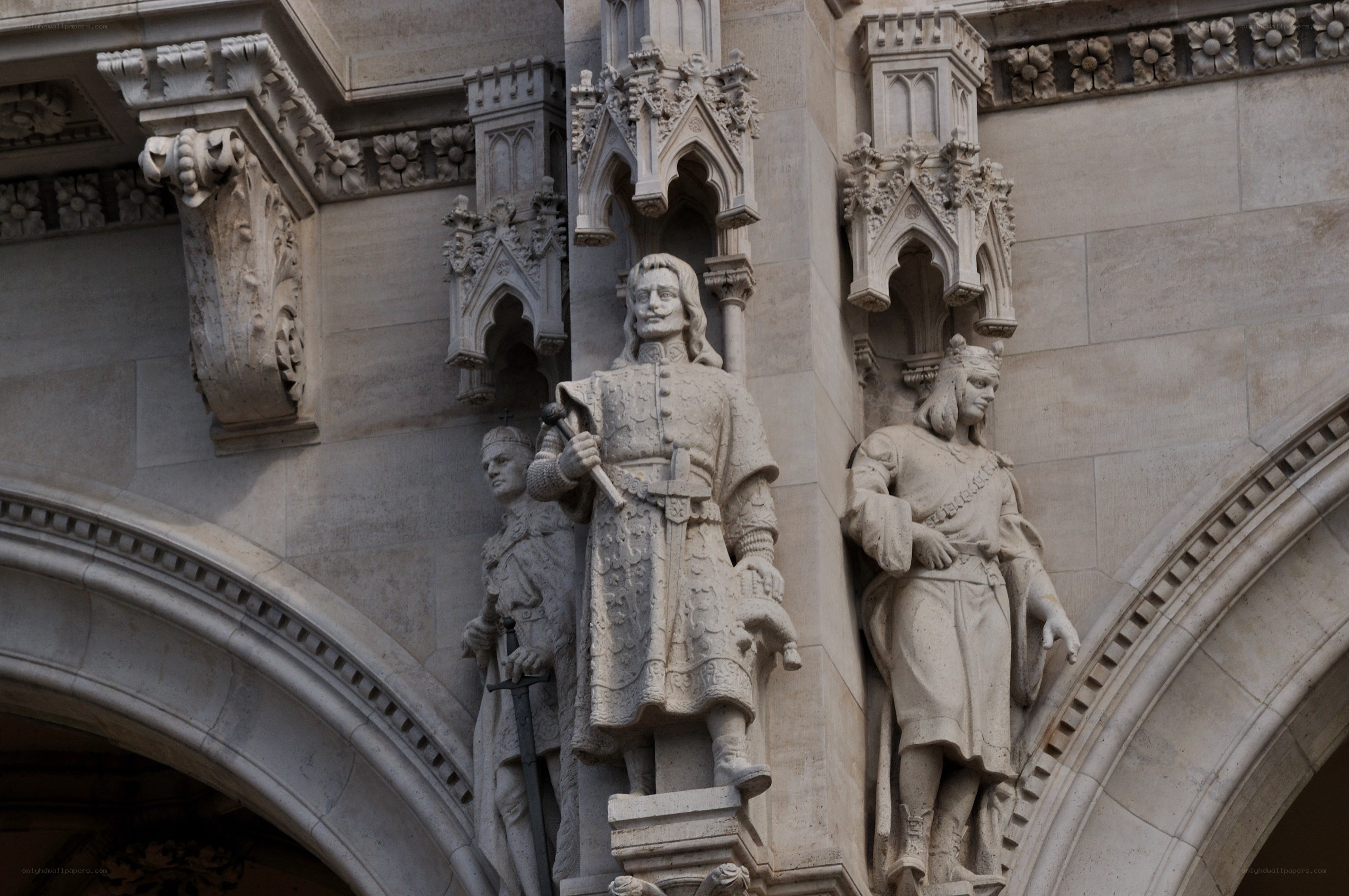 Stone statues on a building facade