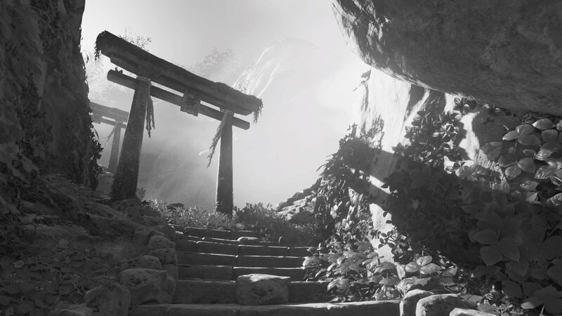 Stone Steps and Torii Gate — Black