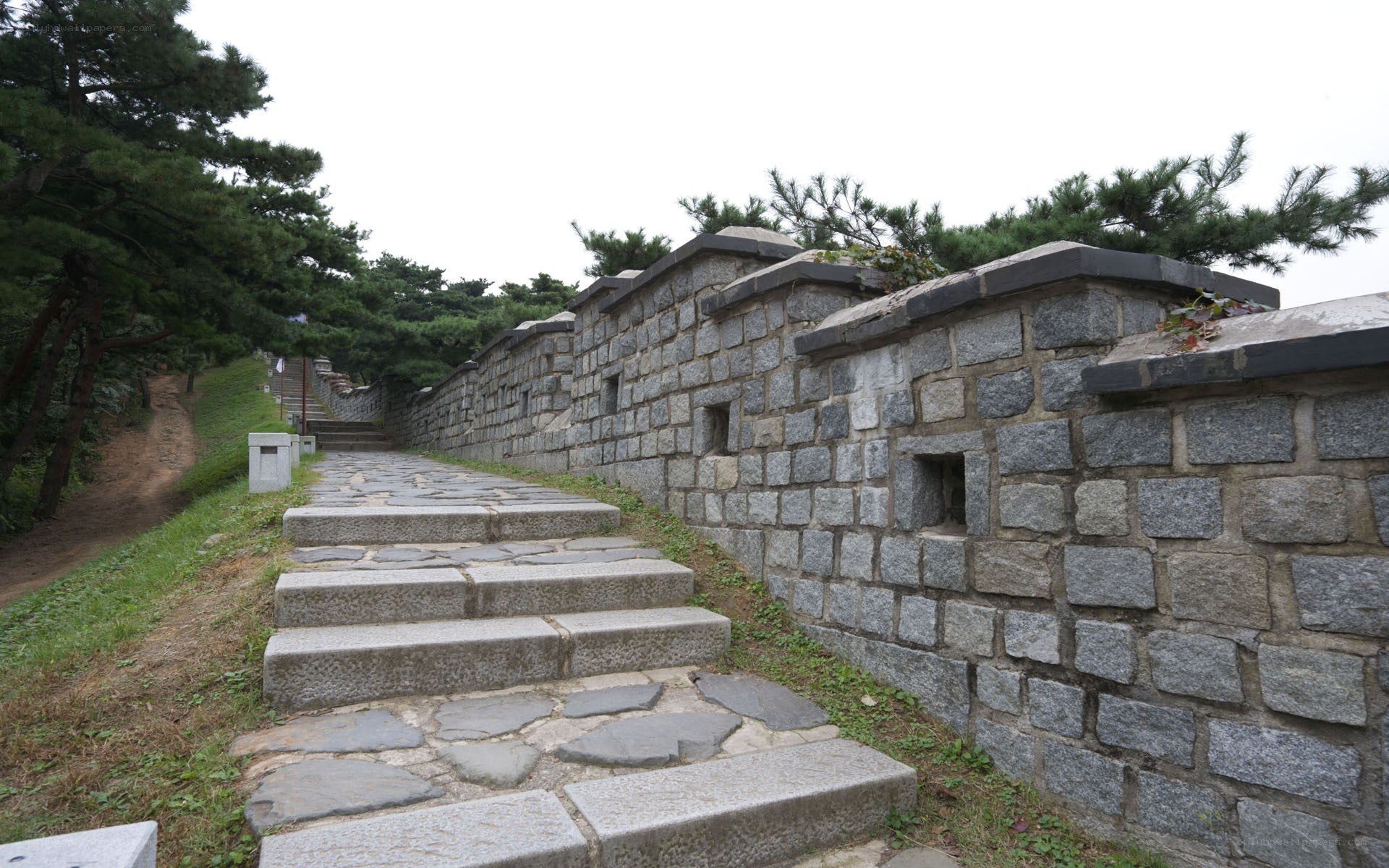 Stone steps and wall at a historic site