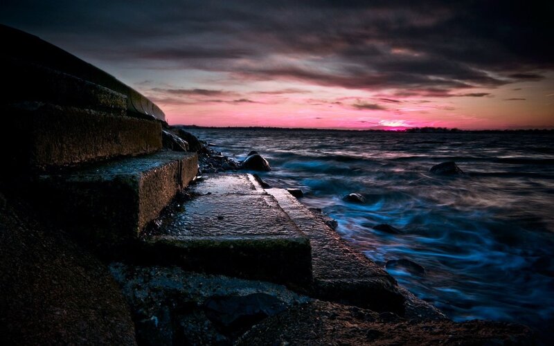 Stone Steps at Sunset — Blue