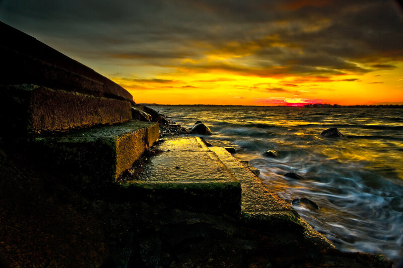 Stone Steps at Sunset — Yellow