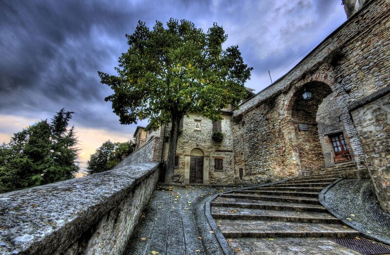 Stone steps in a historic town