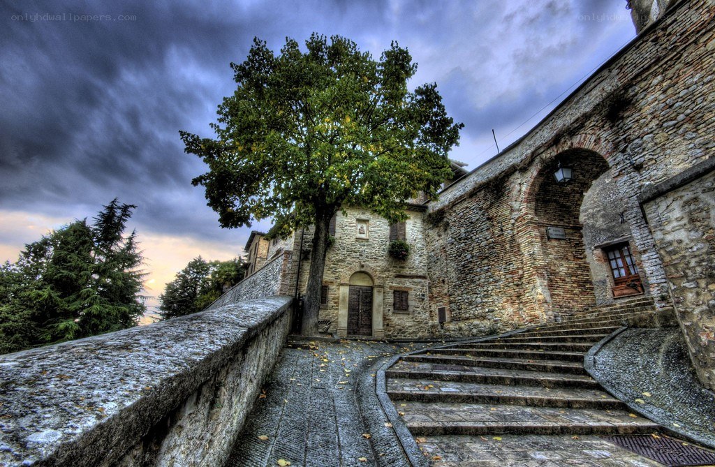 Stone steps in a historic town