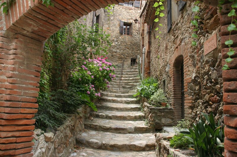stone steps in a narrow alley