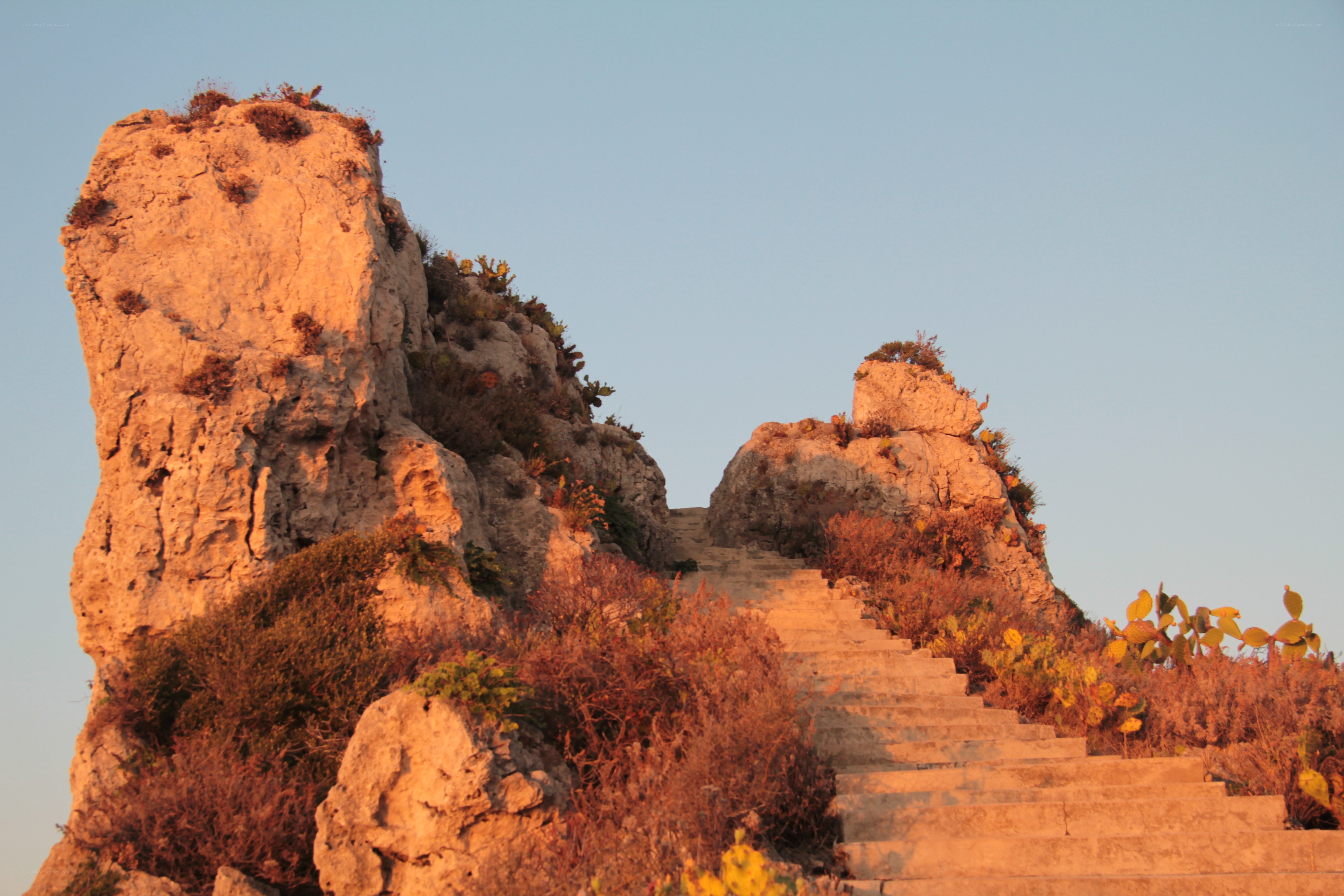 Stone steps on a rocky hill