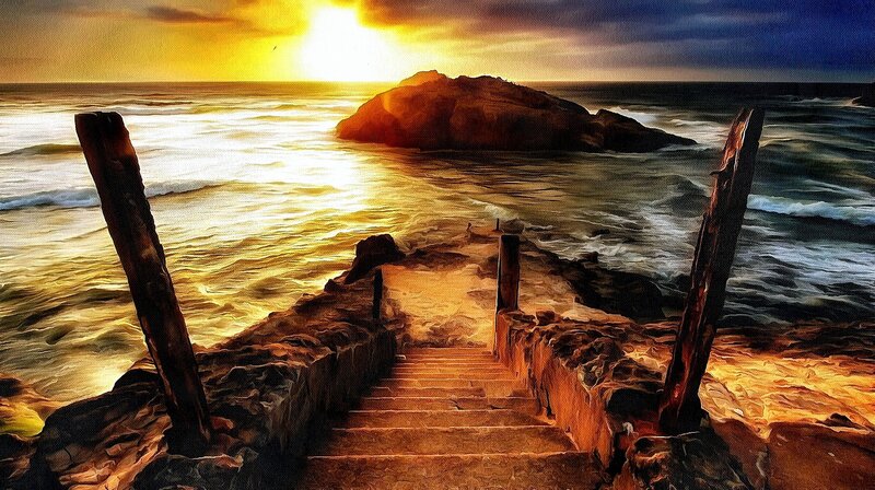 Stone Steps to Ocean — Yellow